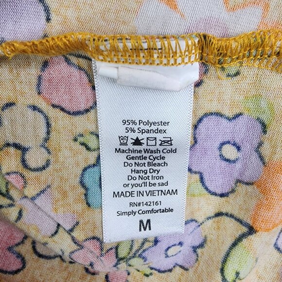 Women's Yellow LulaRoe Floral Print Tunic Top Shirt Short Sleeve Size M - Picture 6 of 10